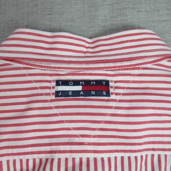 Vintage Tommy Jeans Shirt Mens Sz XXL Red Striped Button Coastal Grunge 90s Y2K - Picture 7 of 11